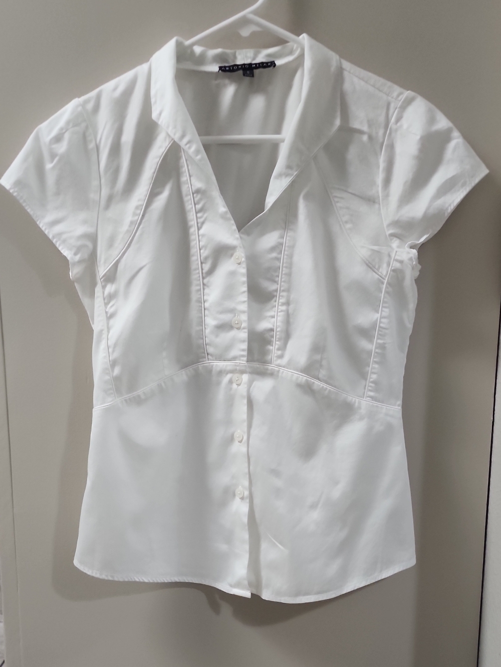 Antonio Melani white short-sleeve button-front blouse
